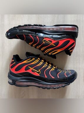 Nike Air Max 97 Plus Shock Orange Black Red Orange (AH8144-002) Sz 9.5